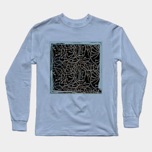 Abstraction with doodles in blue pastel frame Long Sleeve T-Shirt